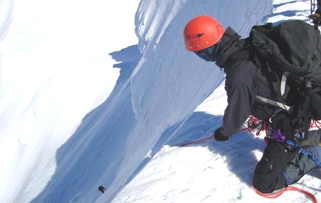 Jane climbing Te Heu Heu
