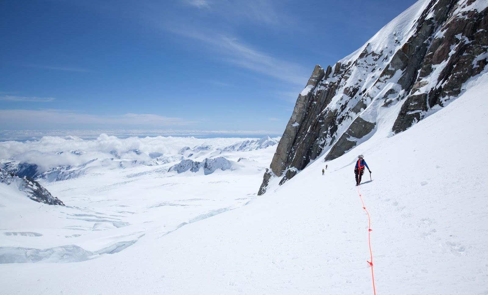 The team on the glacier below Mt Tasman