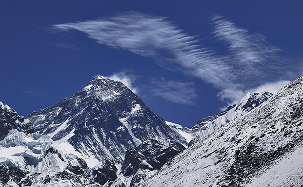 The view above Kongde towards Namche Bazaar, Khunde, Phortse, Tengpoche and the Everest Group