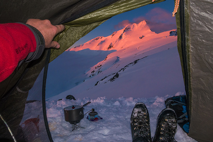Mt Brewster (right - 2,515m), Top Heavy (centre - 2,076m) and Mt Armstrong (left - 2,174m) at sunset