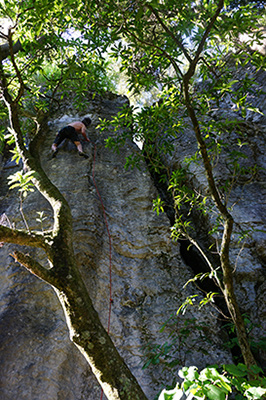 Jenny and Margot climbing into the morning sun
