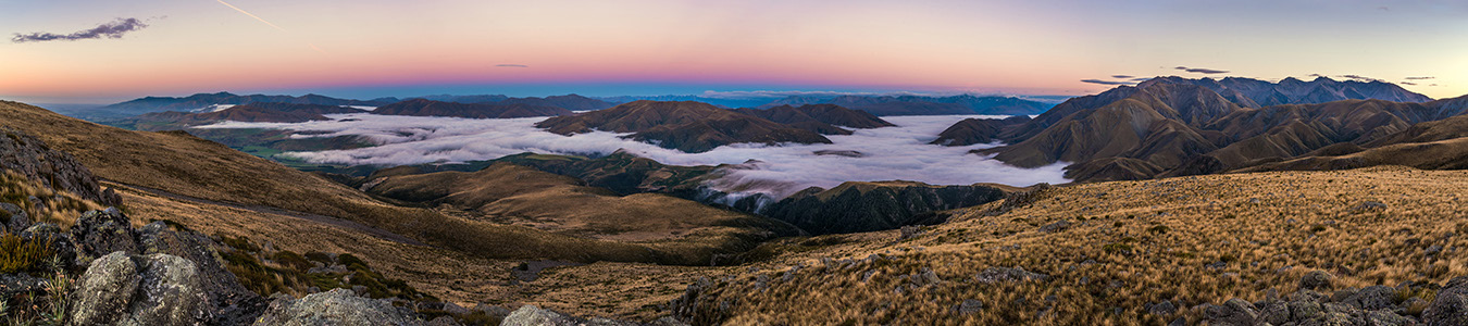 Our campsite, with the summit area of Mt Somers above