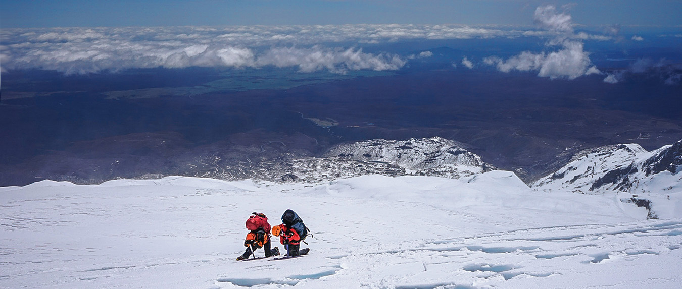 Setting up camp in the snow bowl at Poo Corner