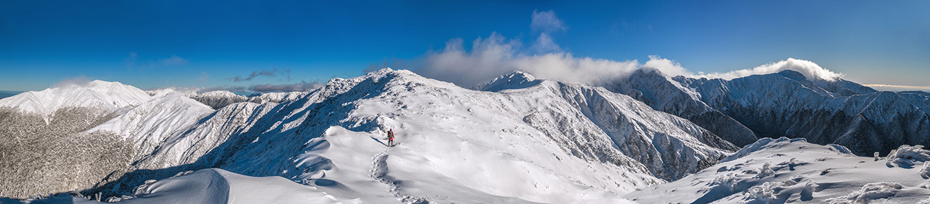 Looking over Jumbo Hut, east to the Wairarapa