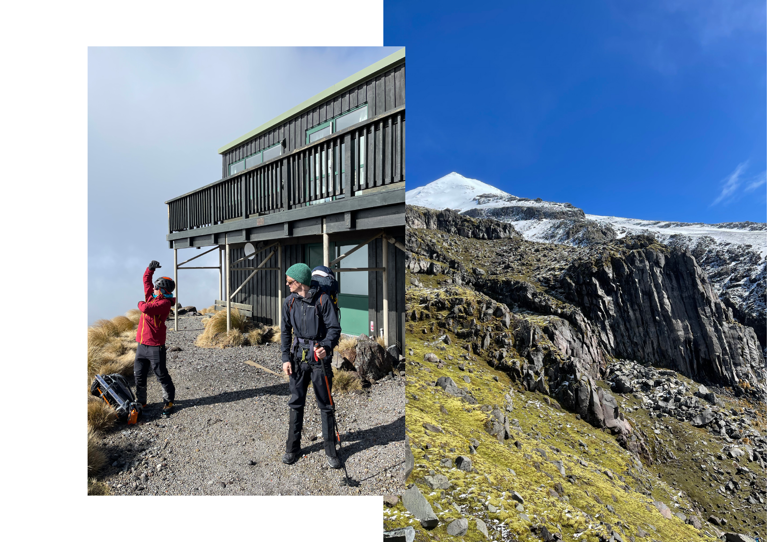 Manganui Lodge with the upper mountain and approach slopes above